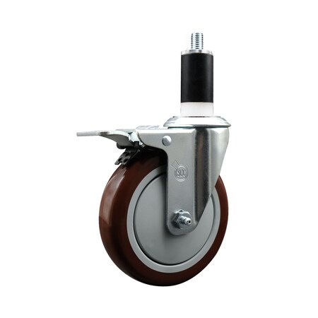 Service Caster 5'' SS Maroon Poly Swivel 1-3/8'' Expanding Stem Caster Total Lock Brake SCC-SSEXTTL20S514-PPUB-MRN-138